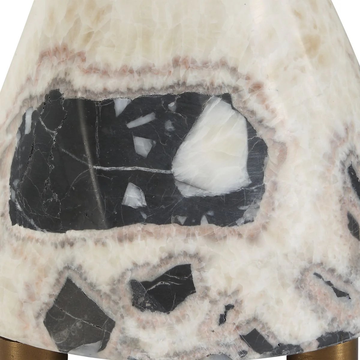 Uttermost Macela Black and White Marble Buffet Lamp With White Linen Shade - Image 6
