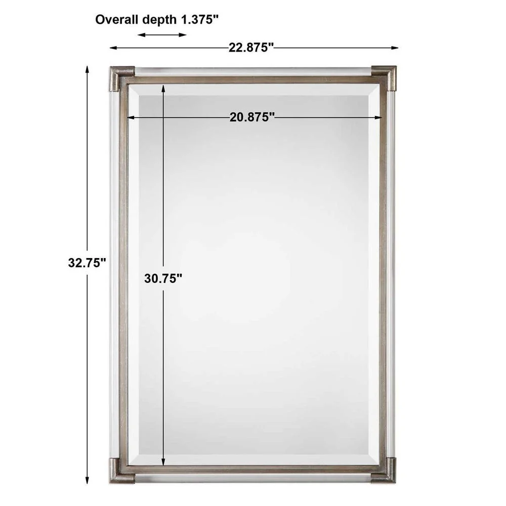 Uttermost Mackai Metallic Silver Leaf Framed Mirror - Image 3
