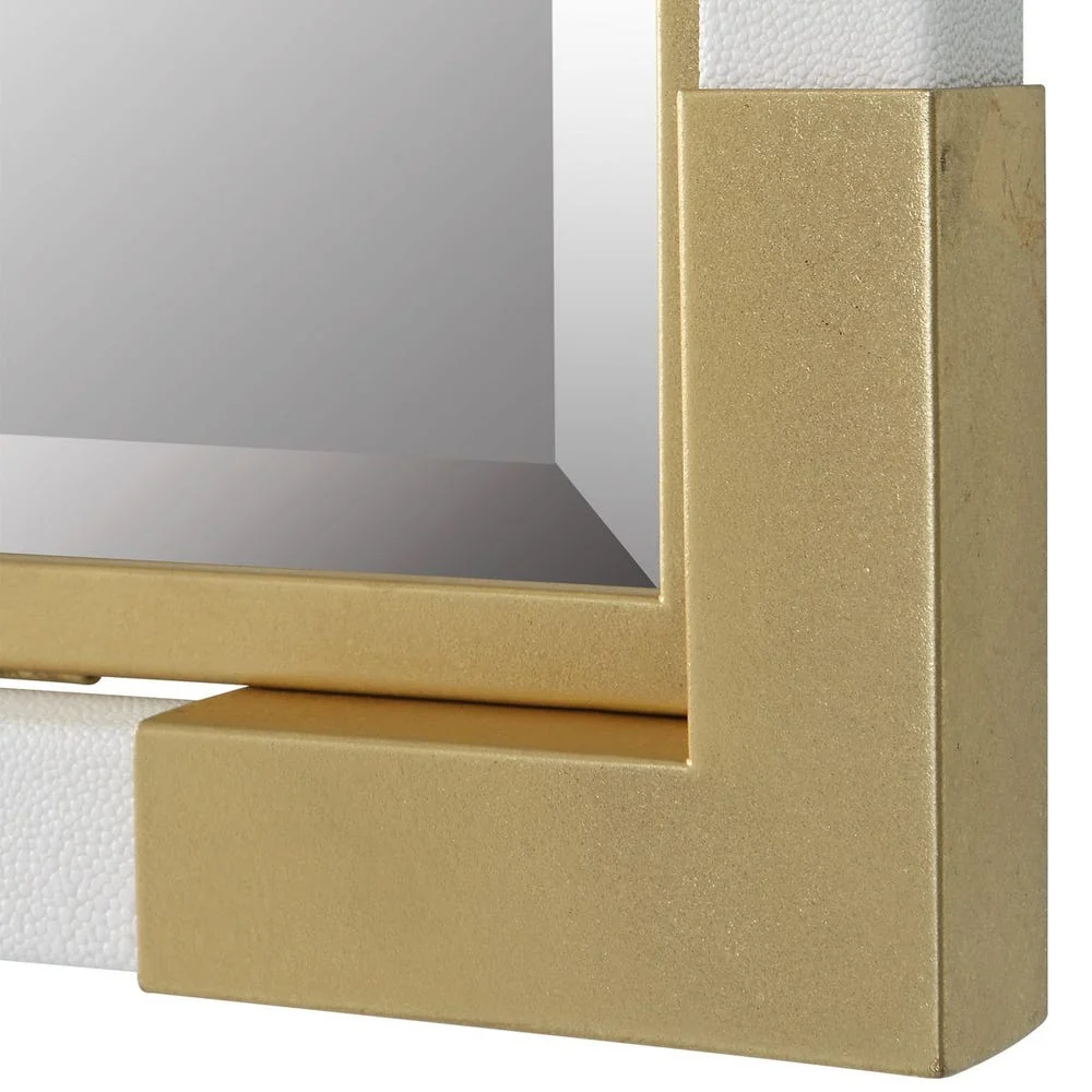 Uttermost Malik Gold Leaf Corners And White Shagreen Mirror - Image 5
