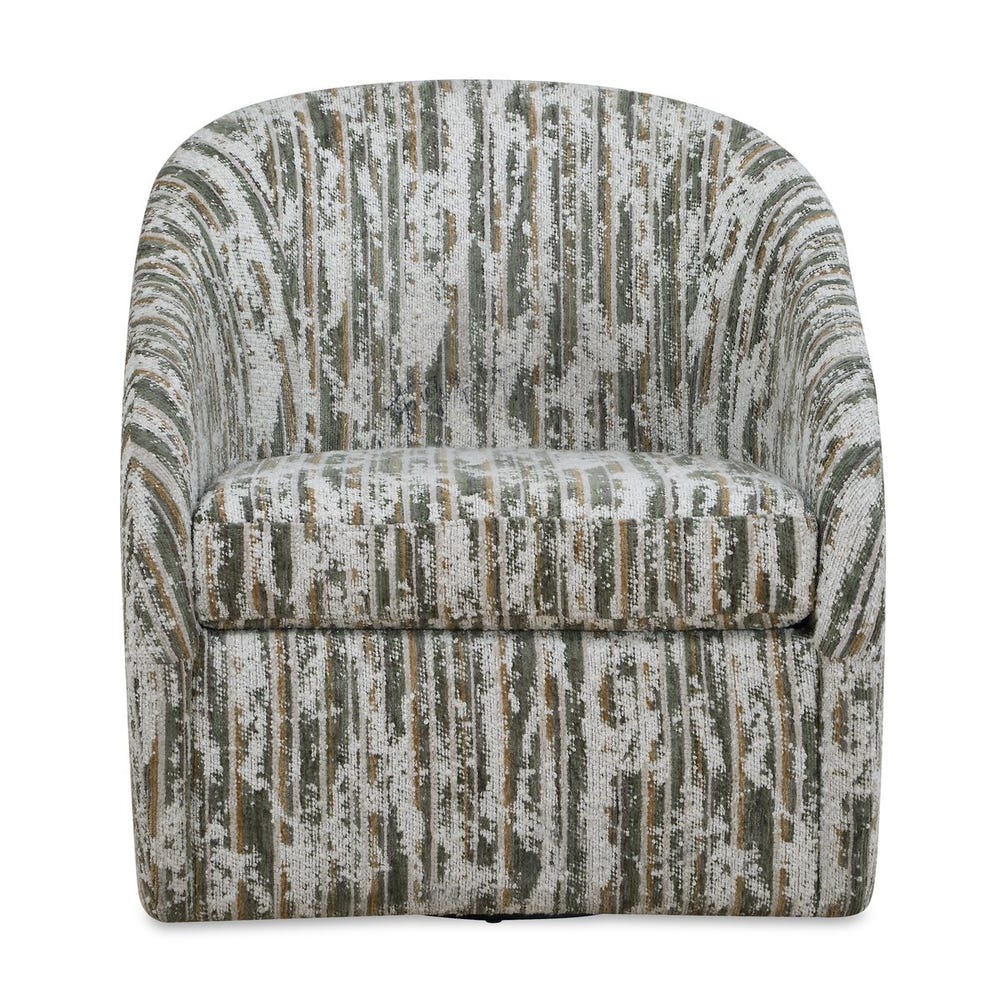 Uttermost Mari Moss Green, Carmel, And Ivory Barrel Swivel Chair - Image 4