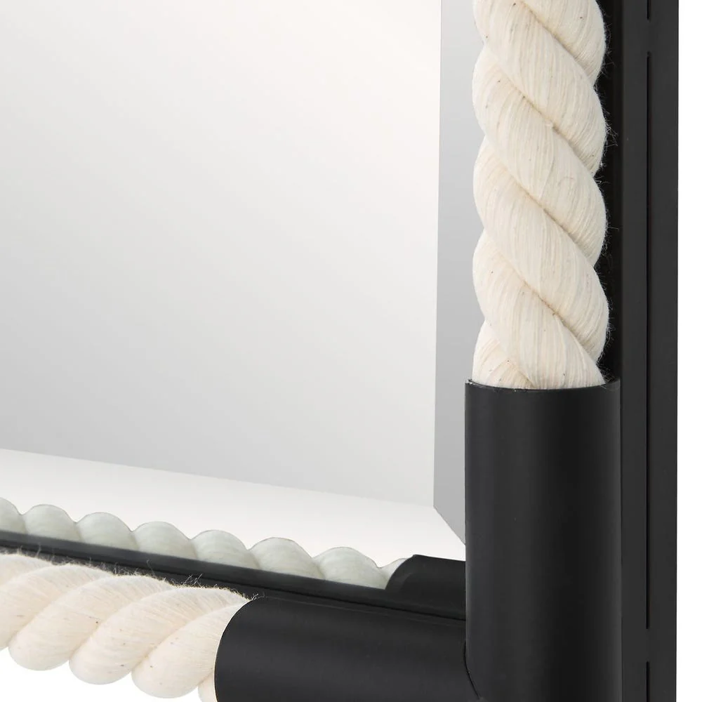 Uttermost Marina White Cotton Rope With Matte Black Iron Mirror - Image 5