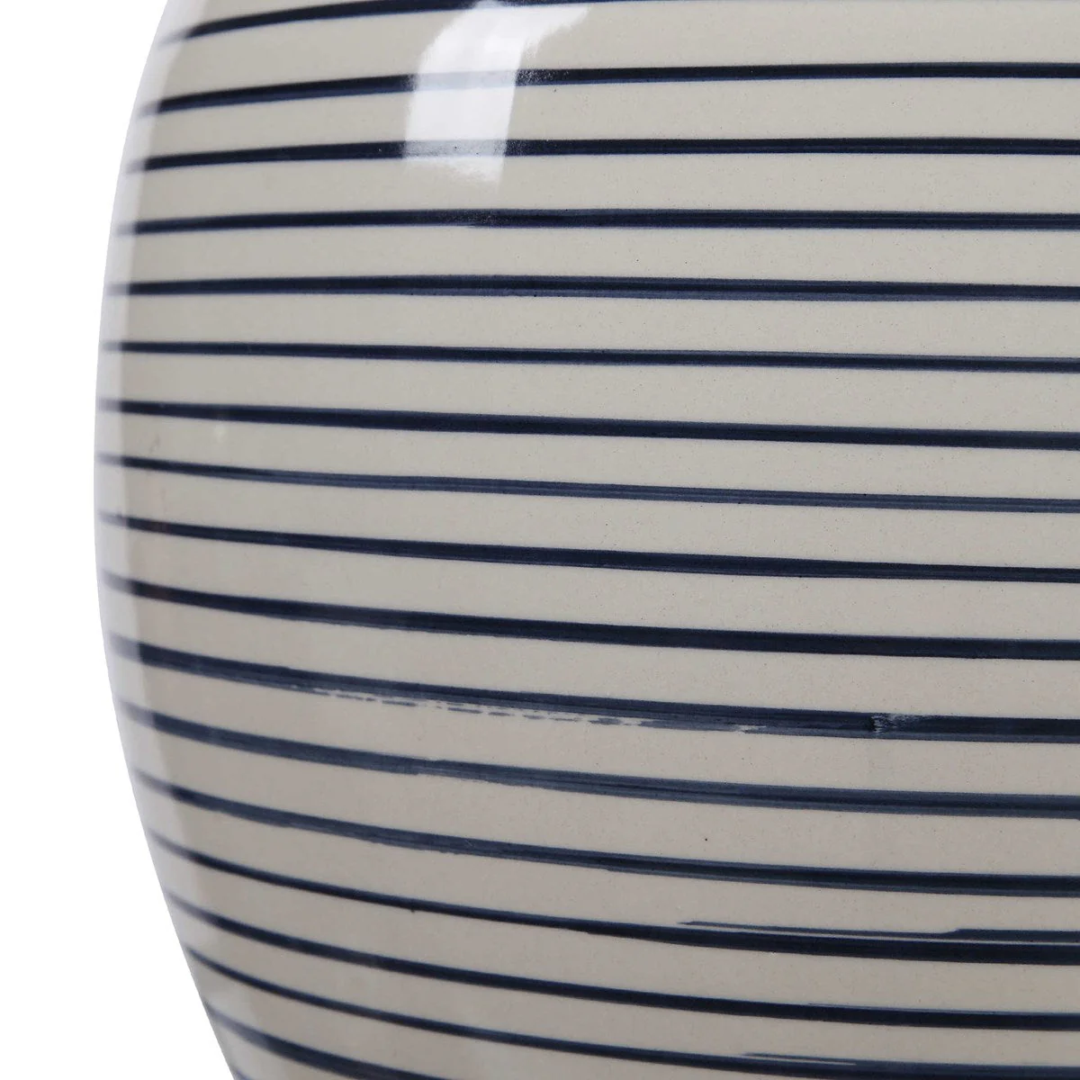 Uttermost Marisa Off-White and Navy Blue Striped Ceramic Table Lamp With White Linen Shade - Image 7