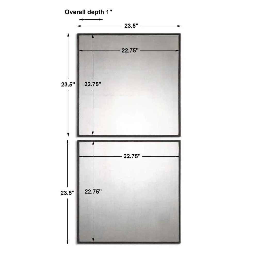 Uttermost Matty Aged Black Framed Square Mirrors ~ Set Of 2 - Image 4