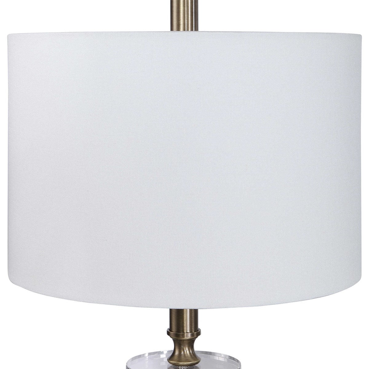 Uttermost Maud Aged Black and Antique Brass Floor Lamp With White Linen Shade - Image 4