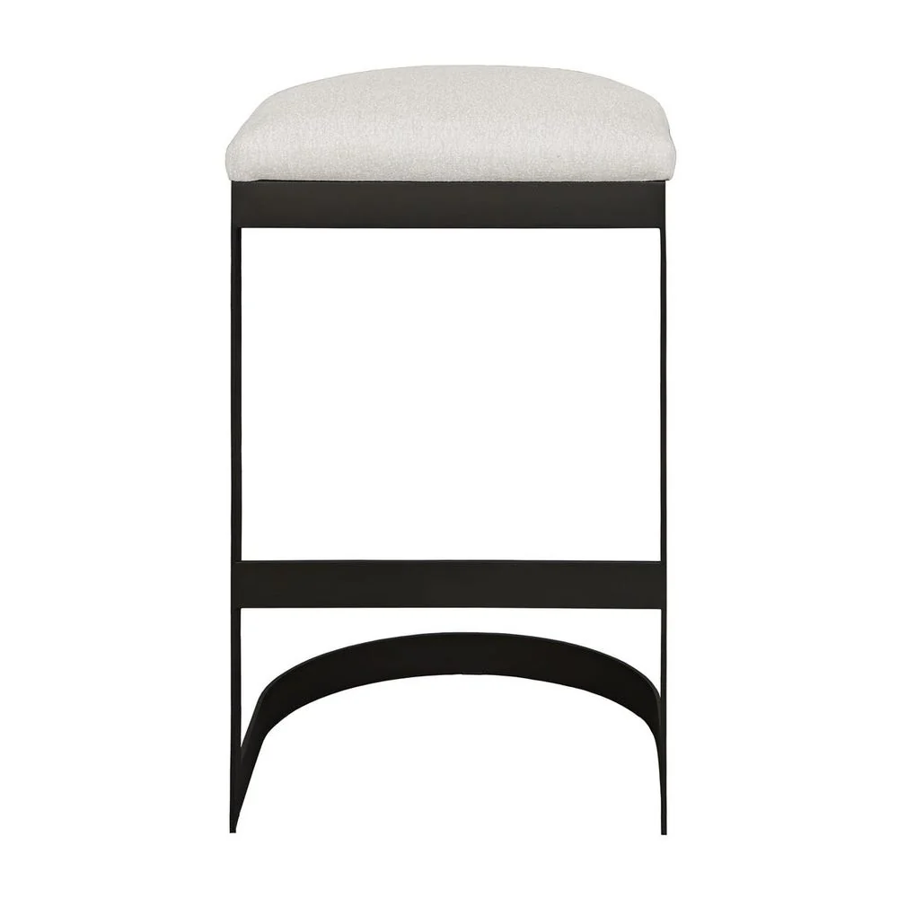 Uttermost Maude Java Black Outdoor Bar Stool With Plush Taupe Fabric Cushion Seat - Image 2