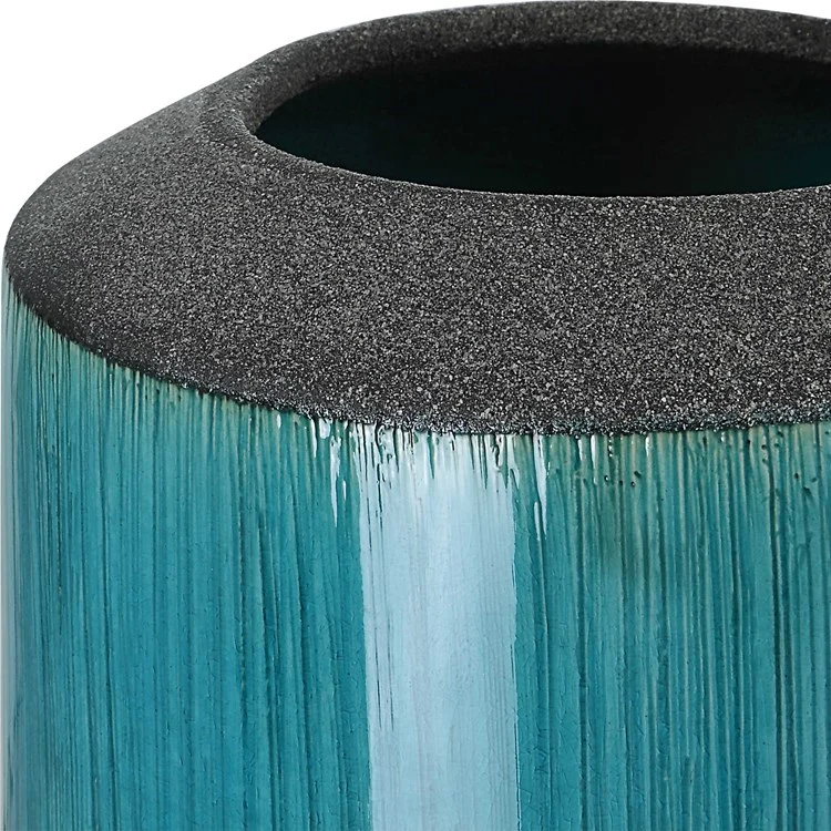 Uttermost Maui Aqua Blue Glaze Ceramic Set of 2 Vases - Image 3