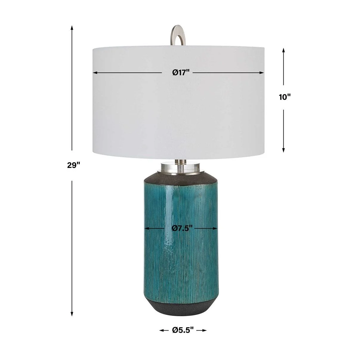 Uttermost Maui Aqua Blue Ceramic Table Lamp With Linen Shade - Image 8