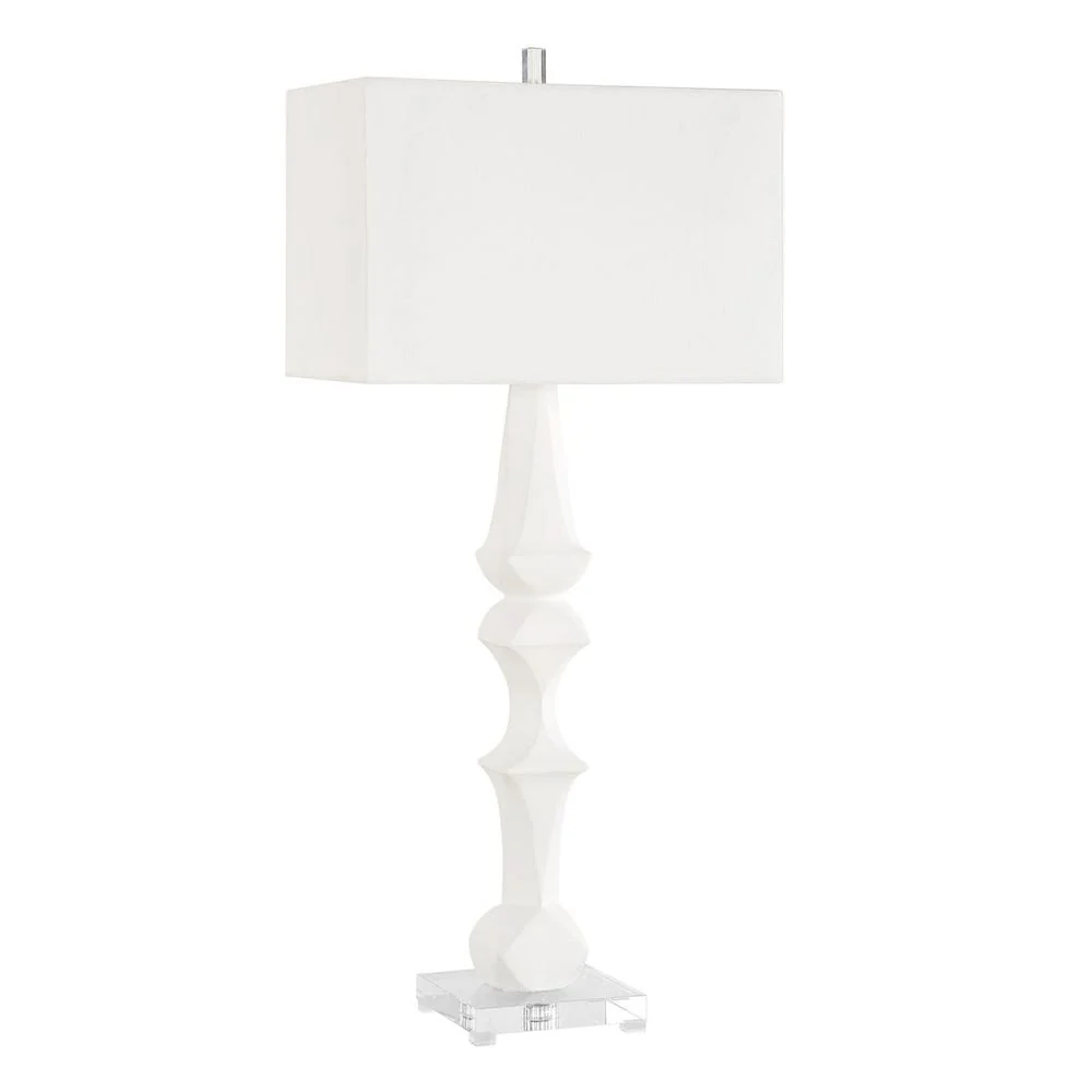 Uttermost Mayme Unique Stacked Matte White Sculpture Table Lamp - Image 4