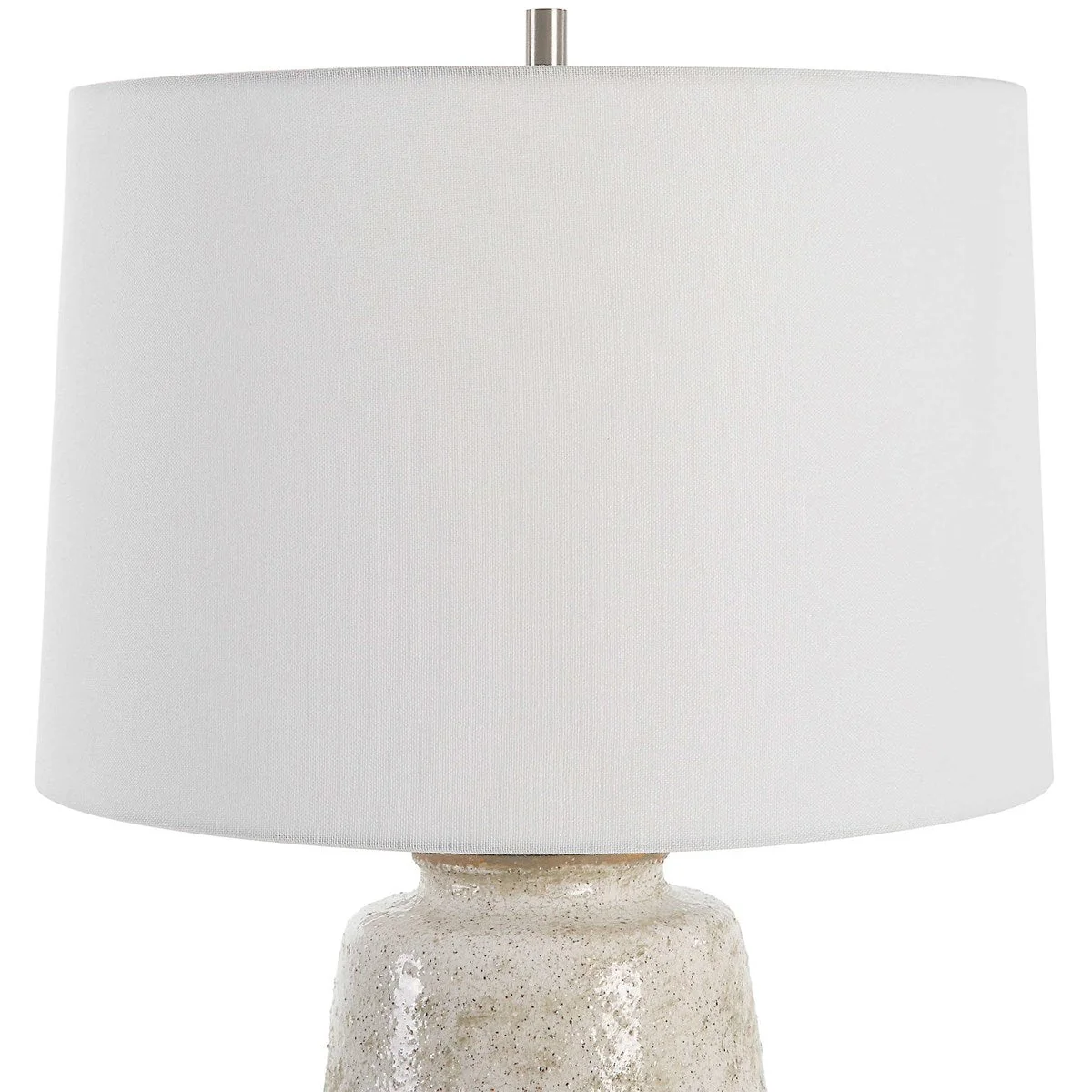 Uttermost Medan Taupe and Dove Gray Glazed Ceramic Table Lamp With White Linen Shade - Image 5