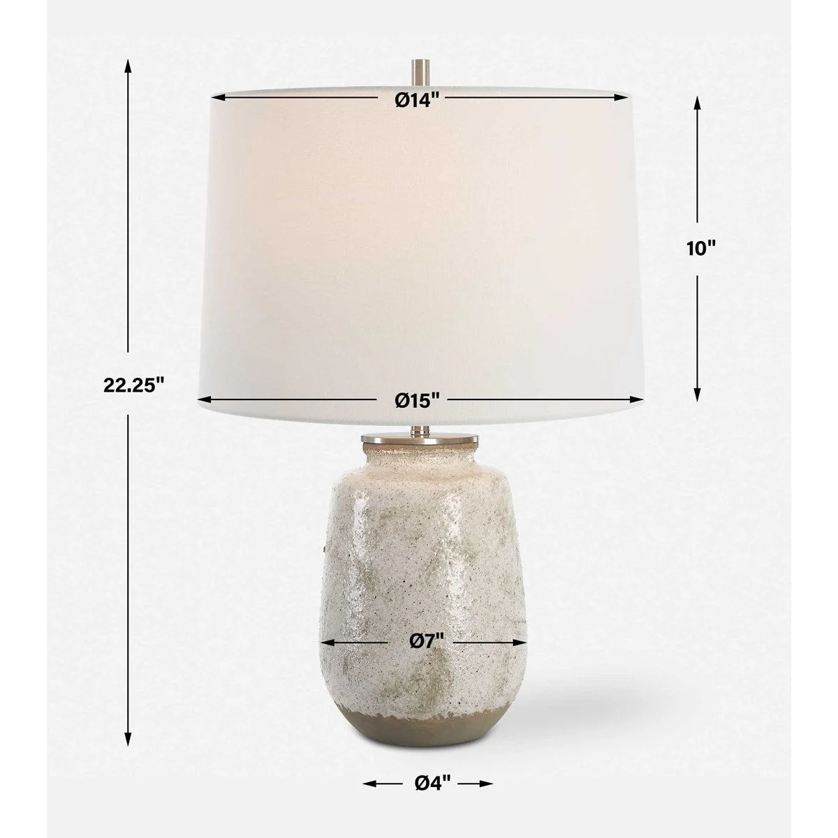 Uttermost Medan Taupe and Dove Gray Glazed Ceramic Table Lamp With White Linen Shade - Image 8