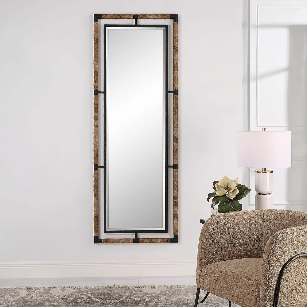 Uttermost Melville Natural Rope And Rust Black Tall Mirror