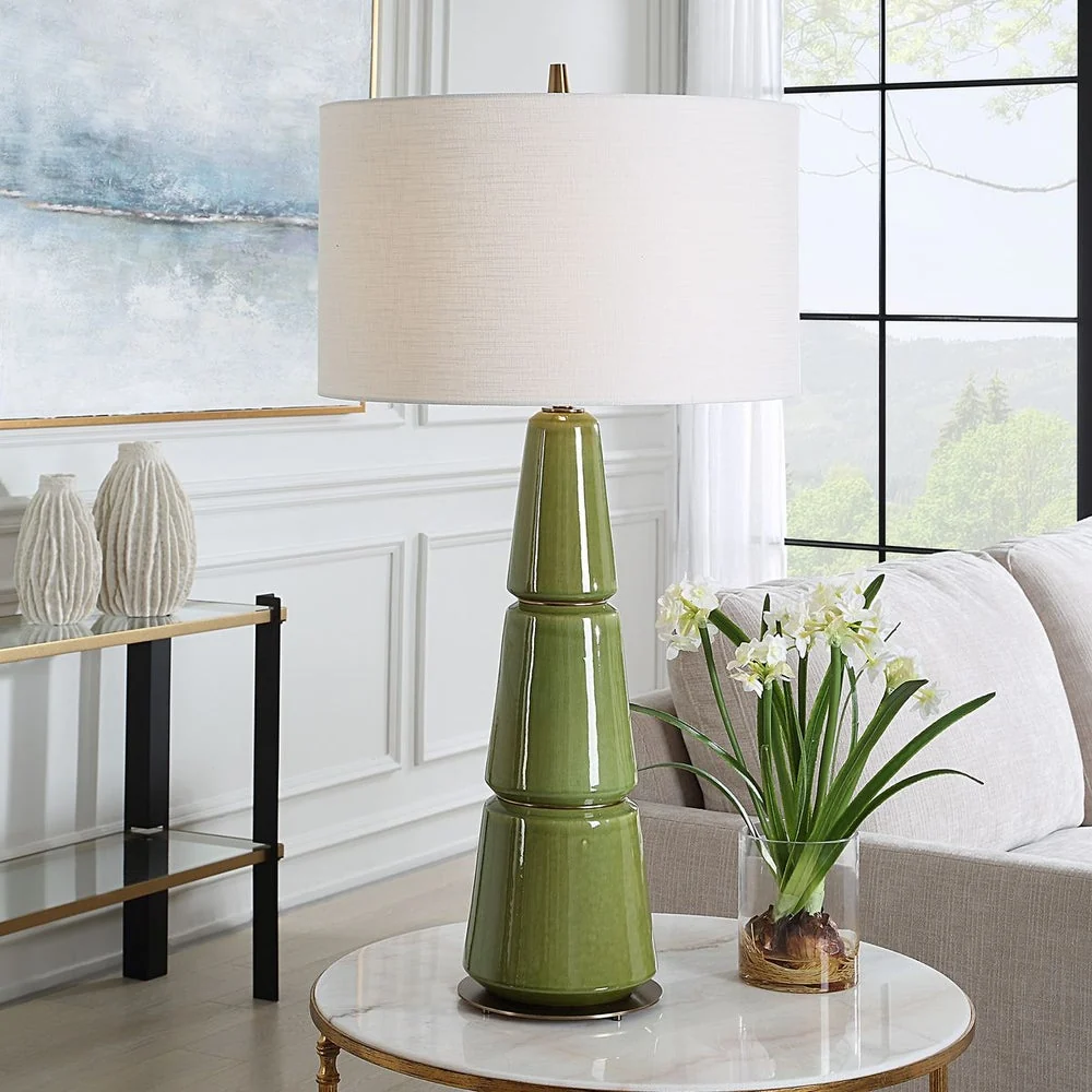 Uttermost Mendell Moss Green Glaze Table Lamp