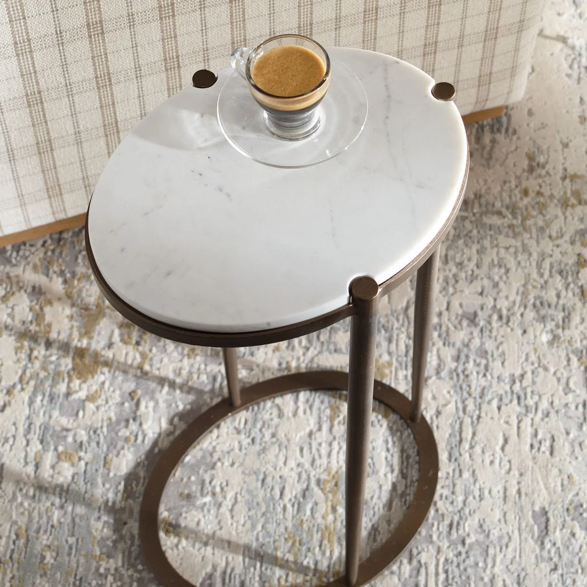 Uttermost Mercier Round White Marble Top Accent Table - Image 3