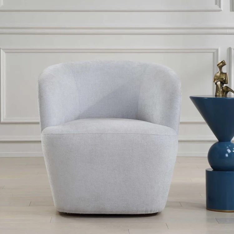Uttermost Mist Light Cloud Blue Barrel Style Swivel Chair