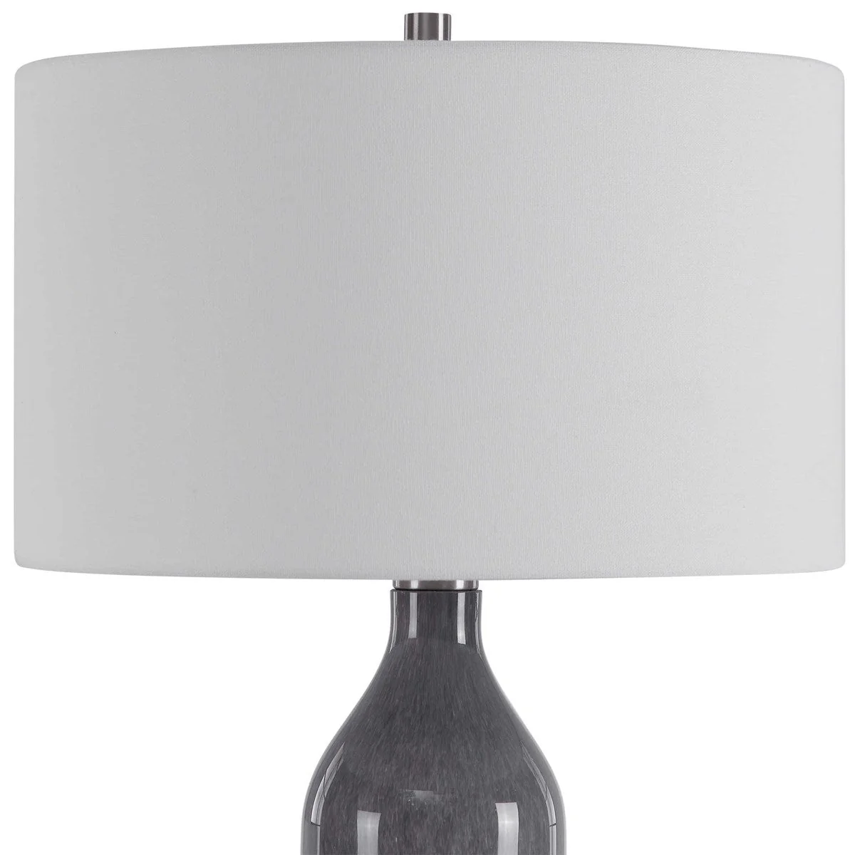 Uttermost Natasha Light Gray and Frosted White Ombré Table Lamp With White Shade - Image 3