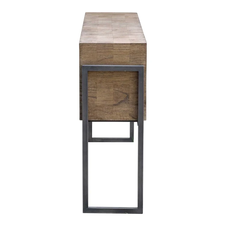 Uttermost Nevis Light Wash With Aged Iron Frame Console Table - Image 6