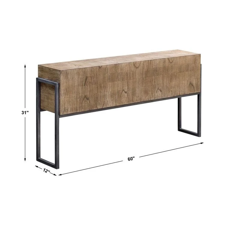 Uttermost Nevis Light Wash With Aged Iron Frame Console Table - Image 9