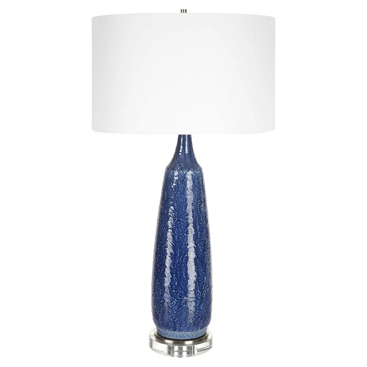 Uttermost Newport Cobalt Blue Glazed Ceramic Table Lamp With White Linen Shade - Image 3