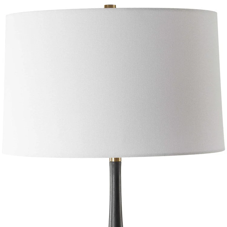 Uttermost Nocturnal Black Stone and Brass Table Lamp With White Linen Shade - Image 5