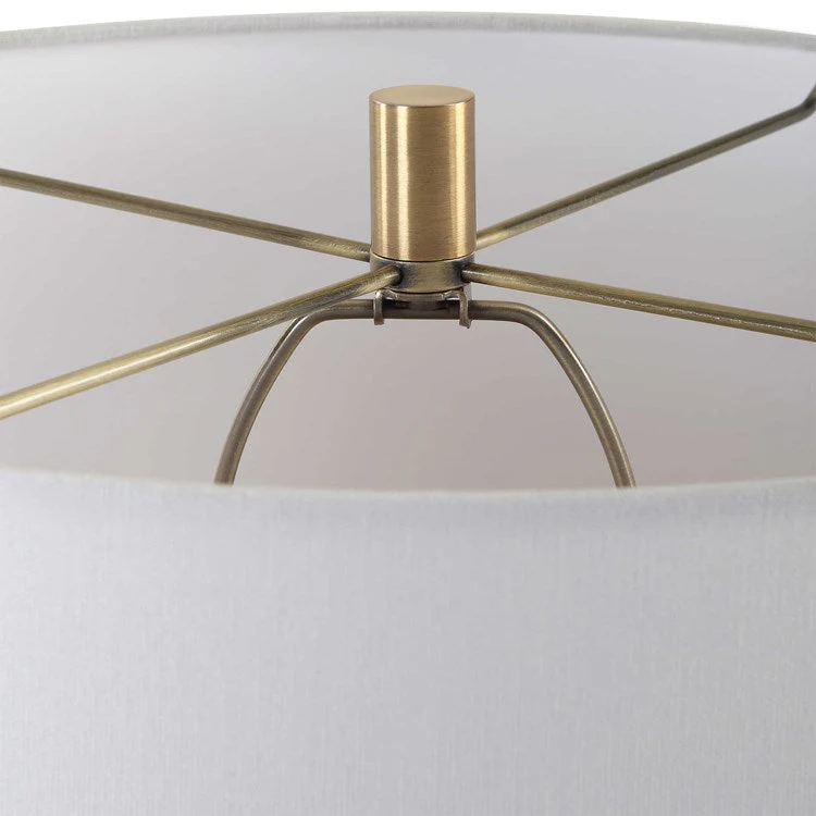 Uttermost Nocturnal Black Stone and Brass Table Lamp With White Linen Shade - Image 6