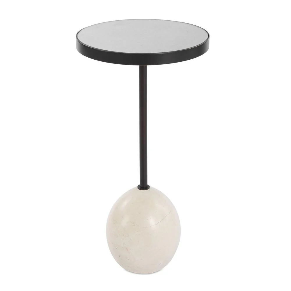 Uttermost Odesa Mirrored Top With Marble Round Accent Table - Image 4