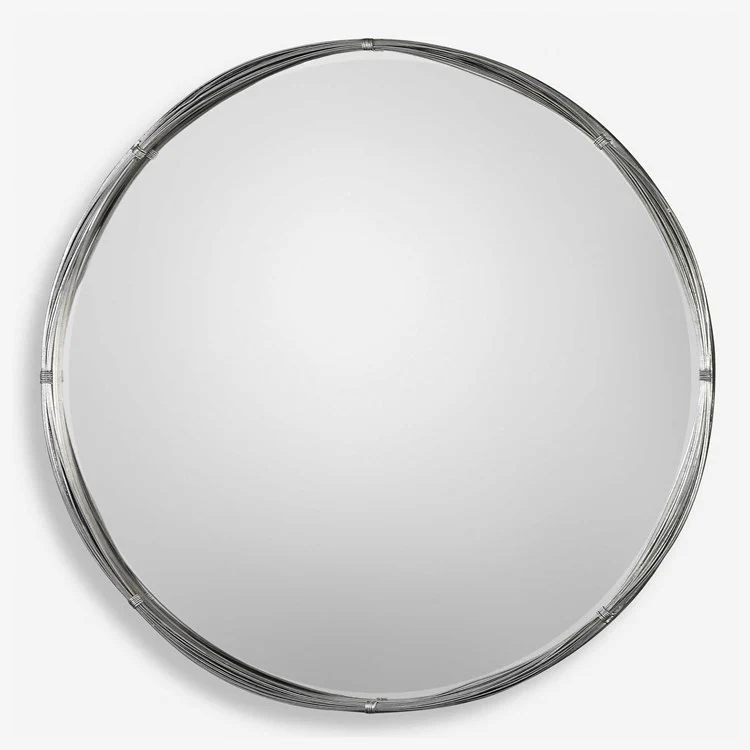 Uttermost Ohmer Antiqued Metallic Silver Leaf Round Mirror - Image 2