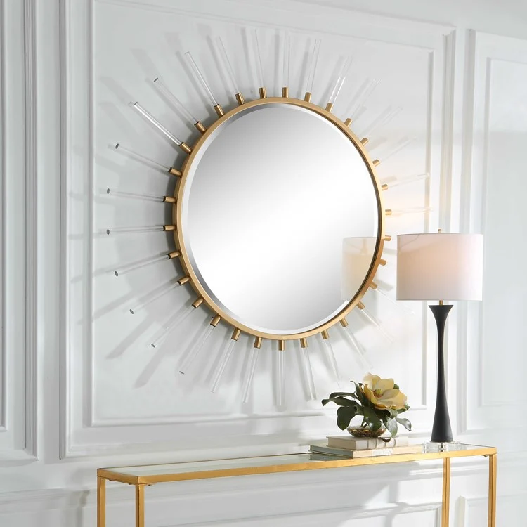 Uttermost Oracle Metallic Gold Leaf and Acrylic Round Mirror - Image 3