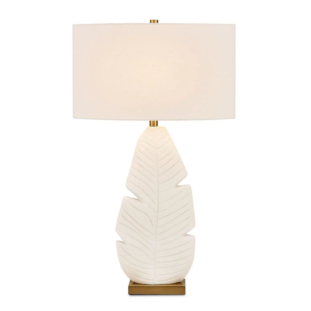Uttermost Palm Leaf Matte White With Brass Details Table Lamp - Image 5