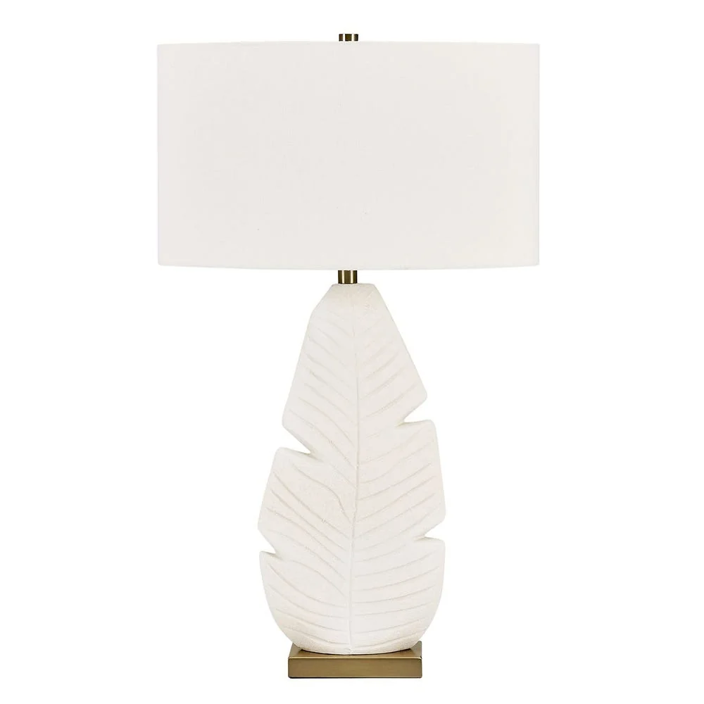 Uttermost Palm Leaf Matte White With Brass Details Table Lamp - Image 6