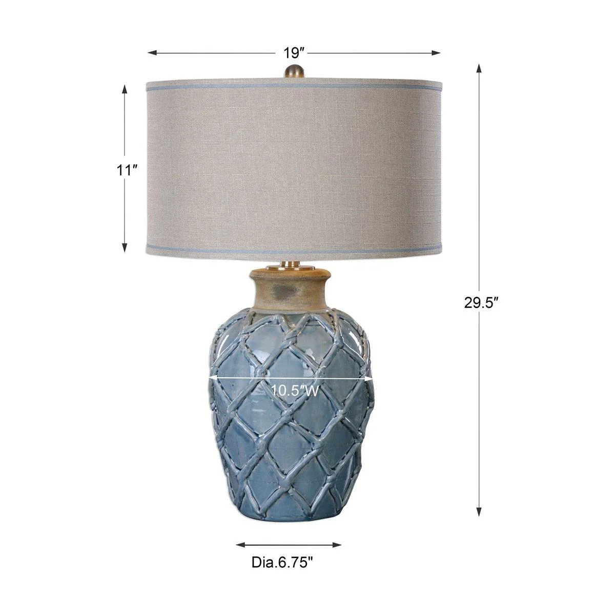 Uttermost Parterre Pale Blue Ceramic Table Lamp With Light Beige Linen Shade - Image 4
