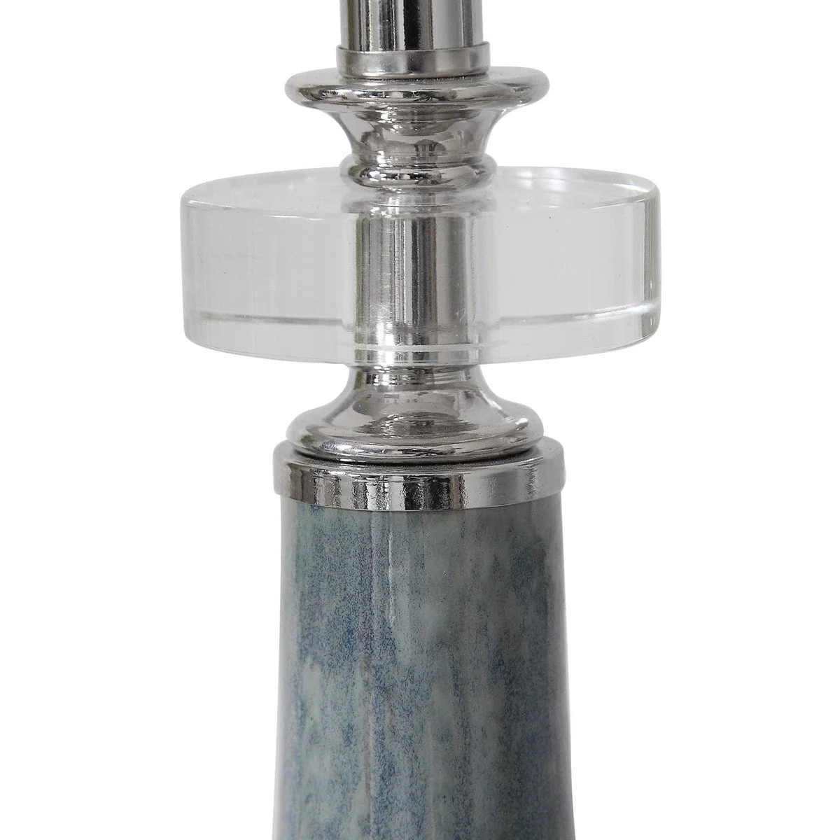 Uttermost Piers Blue Glazed Ceramic Buffet Lamp With White Linen Shade - Image 6