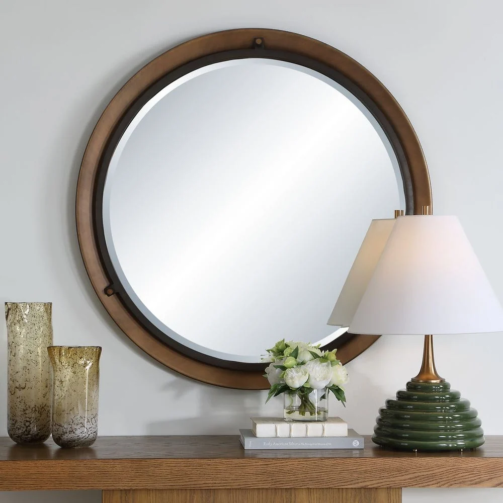 Uttermost Porthole Double Framed Round Mirror