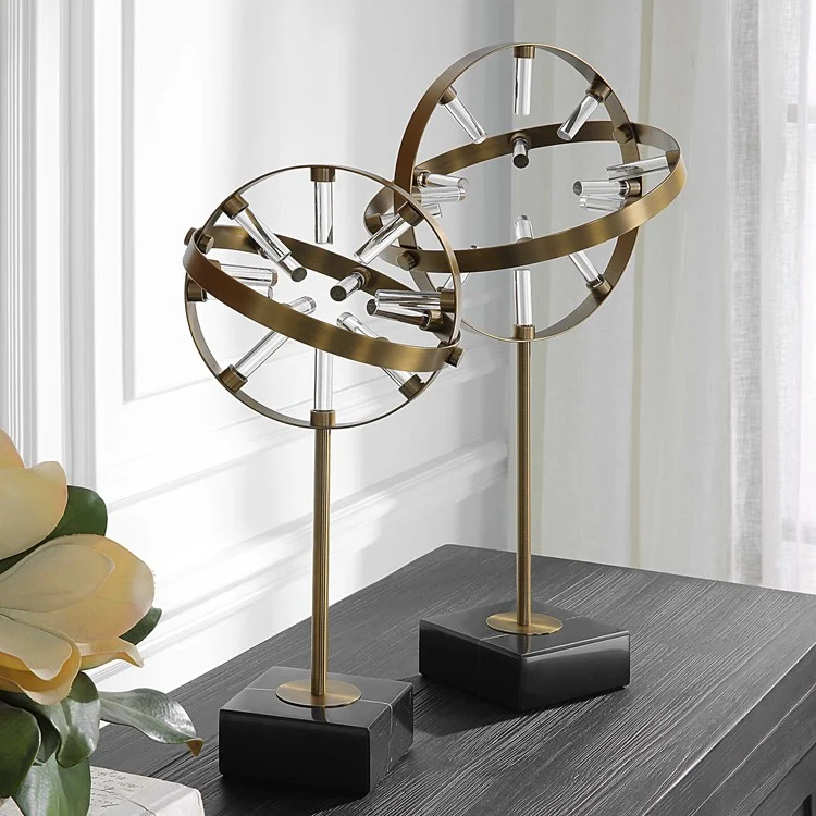 Uttermost Realum Brass Metal Rings Set of 2 Sculptures