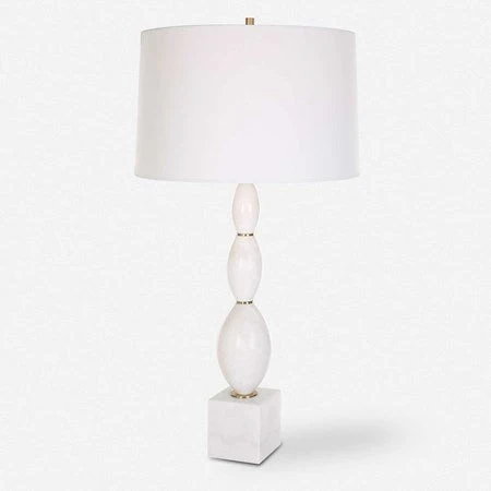 Uttermost Regalia White Marble Table Lamp With Linen Shade - Image 2