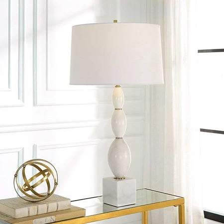 Uttermost Regalia White Marble Table Lamp With Linen Shade - Image 3