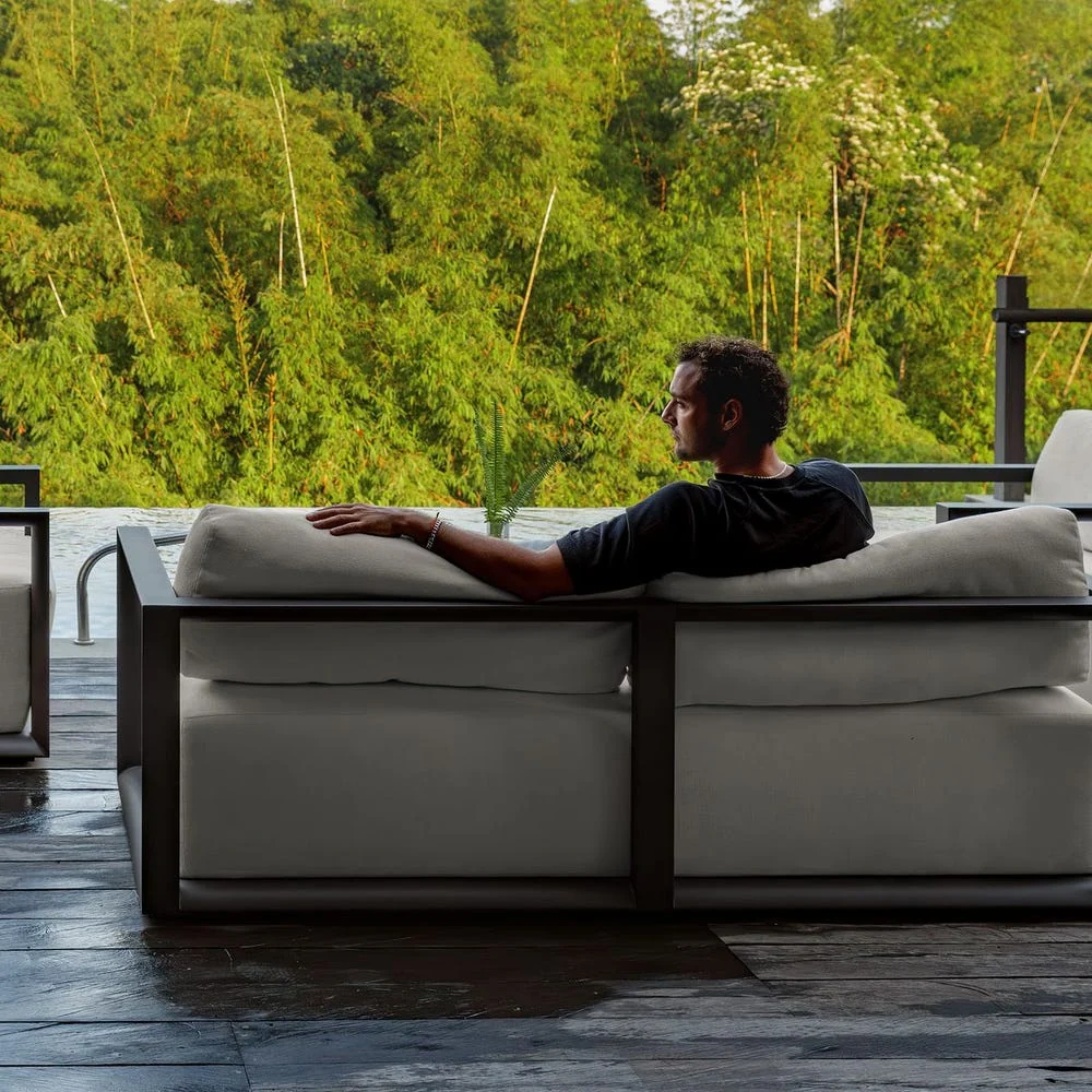Uttermost Remsen Outdoor Three Seater Sofa ~ Java Black Finish & Oyster White - Image 11