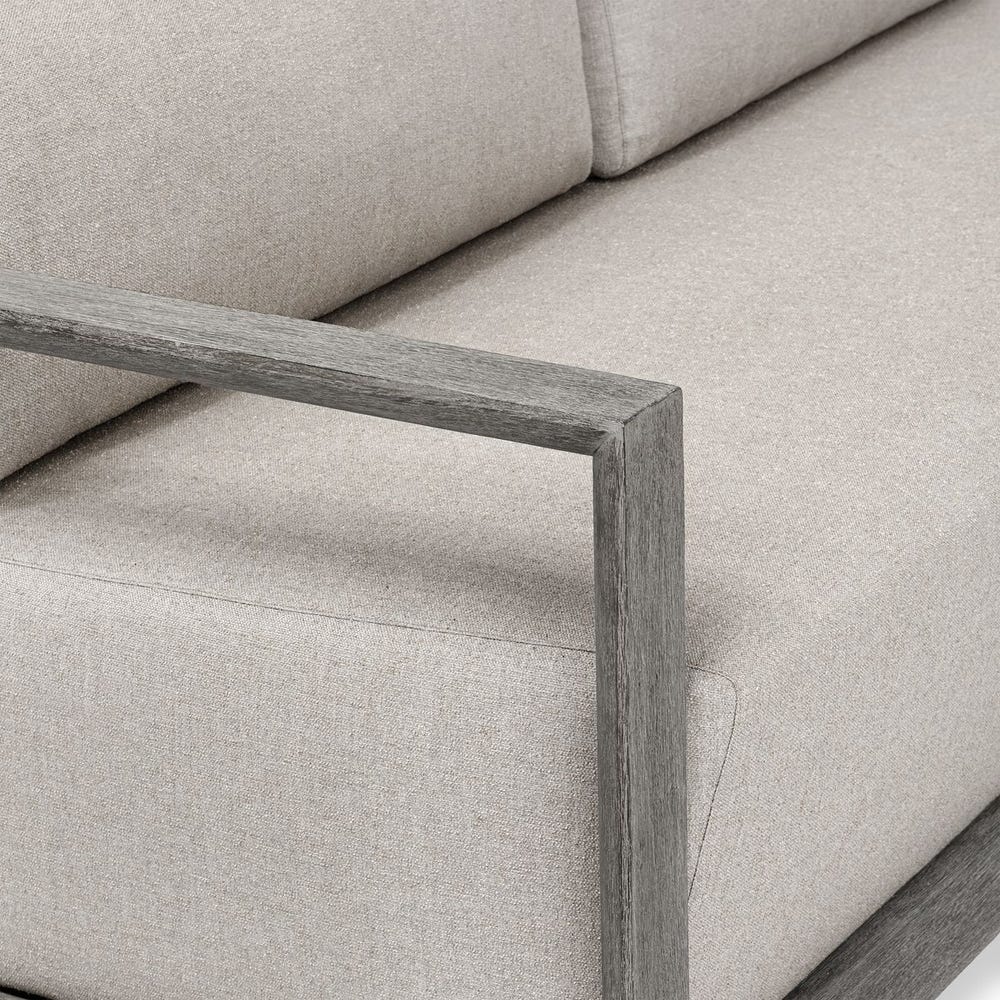 Uttermost Remsen Outdoor Three Seater Sofa ~ Weathered Gray Finish & Sunbrella Nuance Dove - Image 6