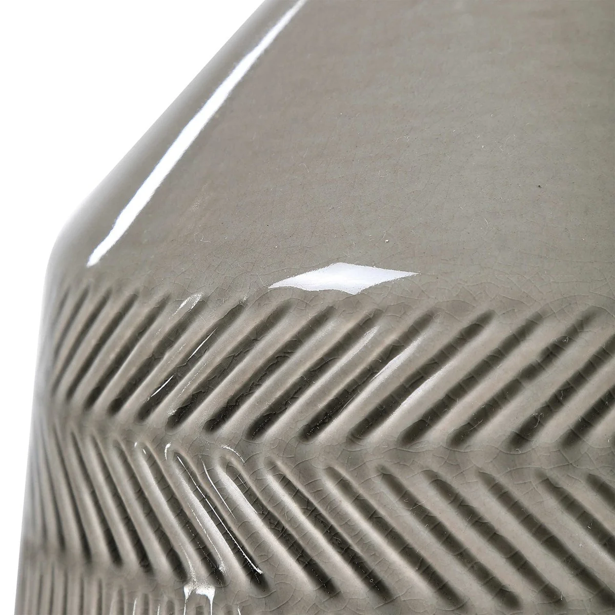 Uttermost Rewind Soft Gray Glazed Ceramic Table Lamp With White Shade - Image 4