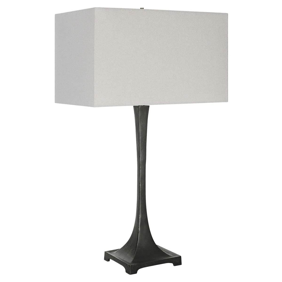 Uttermost Reydan Black Iron Table Lamp With Off-White Shade - Image 4
