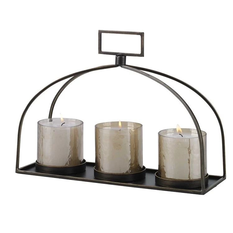 Uttermost Riad Dark Bronze Triple Candleholder ~ Candles Included - Image 4