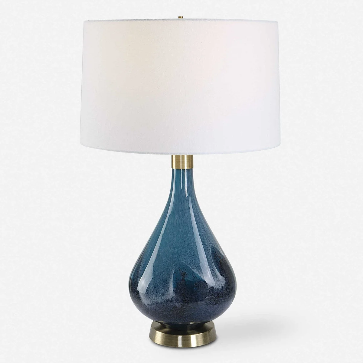 Uttermost Riviera Sapphire and Navy Blue Glass Table Lamp With White Linen Shade - Image 4