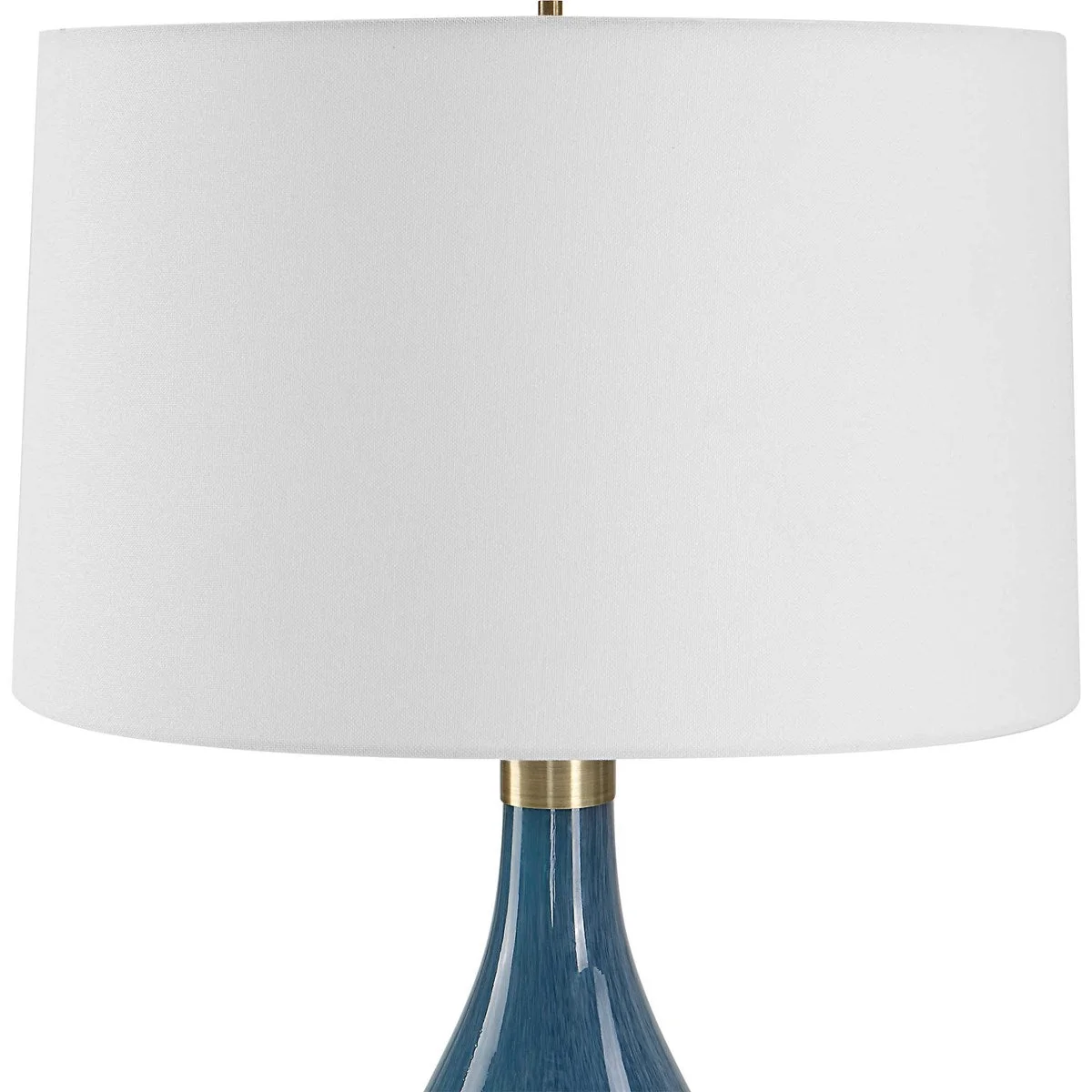 Uttermost Riviera Sapphire and Navy Blue Glass Table Lamp With White Linen Shade - Image 6