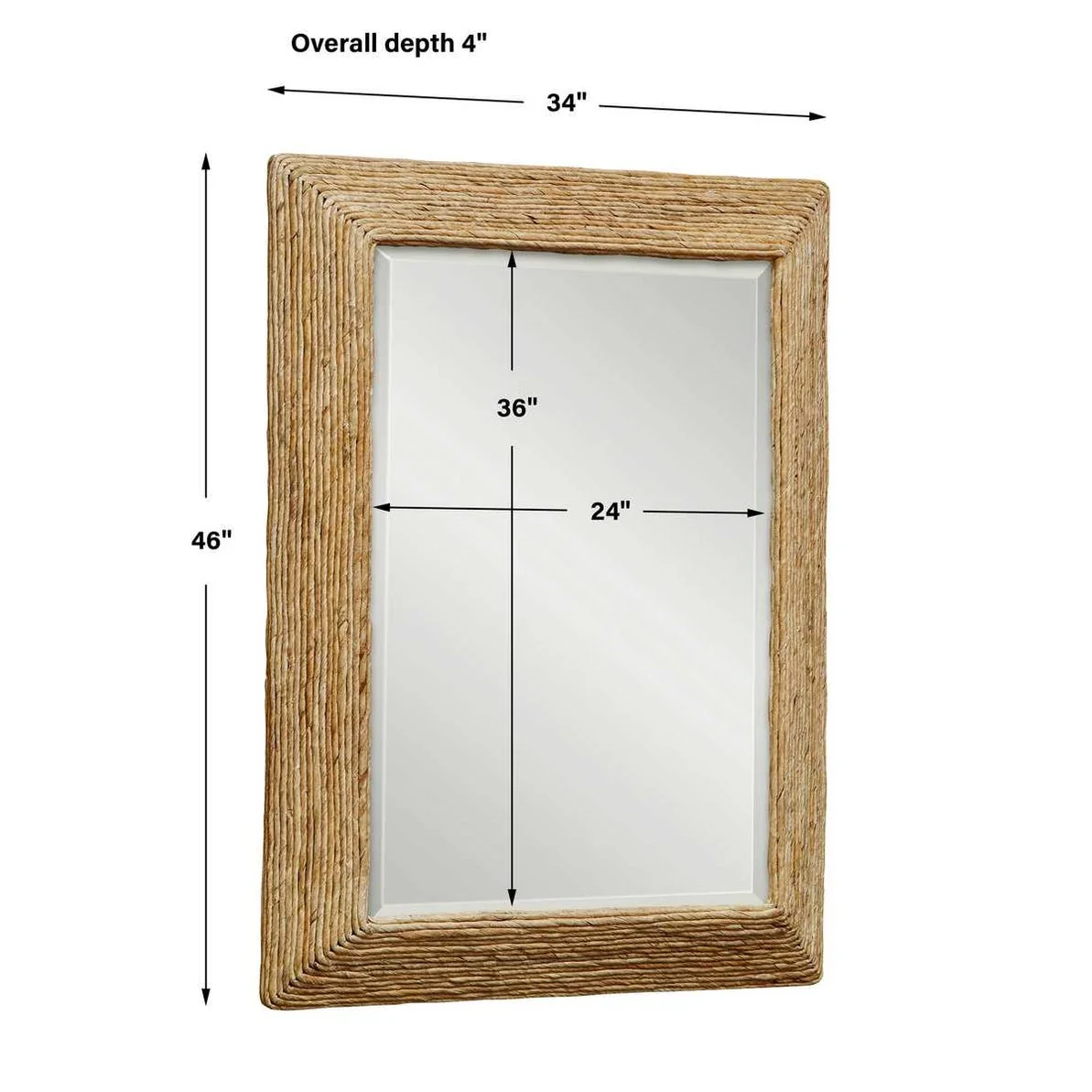 Uttermost Rora Natural Woven Banana Wrapped Coastal Style Mirror - Image 6
