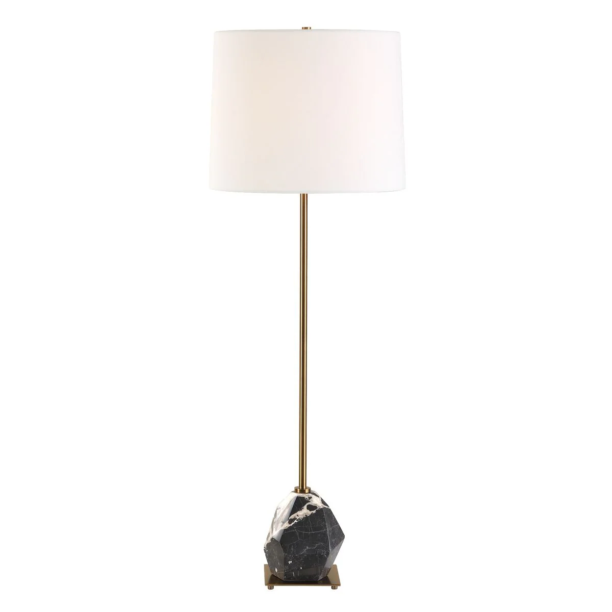 Uttermost Rowland Stone and Marble Buffet Lamp With White Linen Shade - Image 5