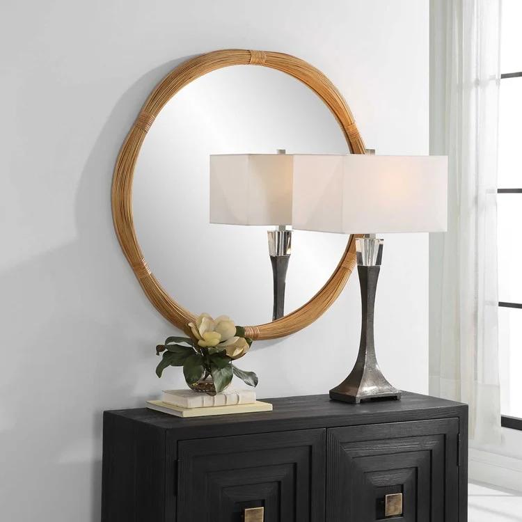 Uttermost Salina Bamboo Rattan Round Mirror - Image 2