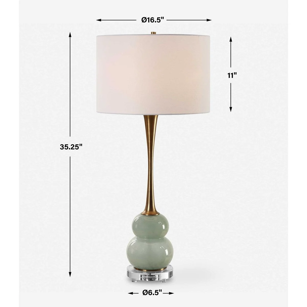 Uttermost Sanctuary Greenish-Gray Glass Table Lamp With White Linen Shade - Image 5