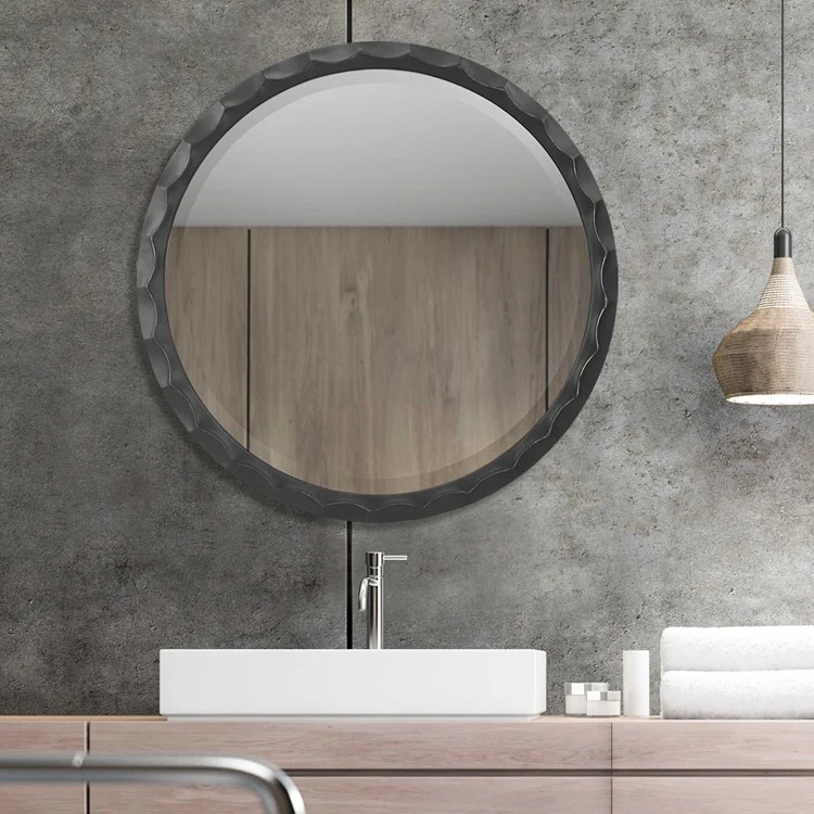 Uttermost Scalloped Edge Aged Black Round Mirror - Image 2