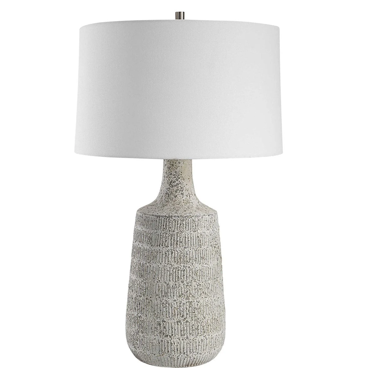Uttermost Scouts Off-White Matte Glaze Ceramic Table Lamp With White Shade - Image 4
