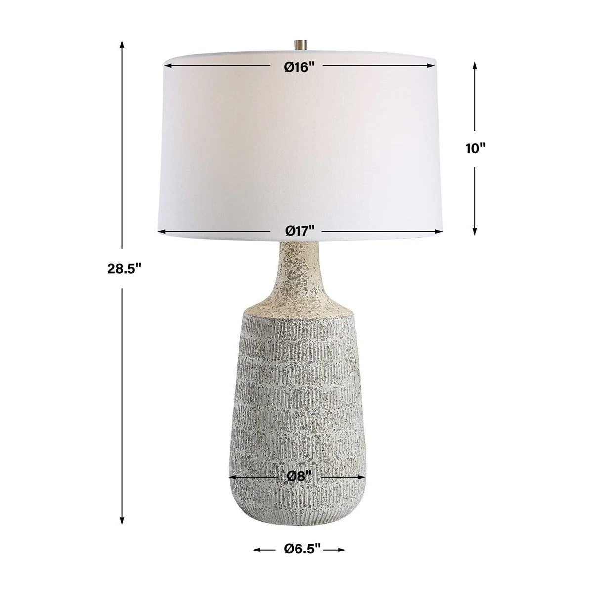 Uttermost Scouts Off-White Matte Glaze Ceramic Table Lamp With White Shade - Image 8