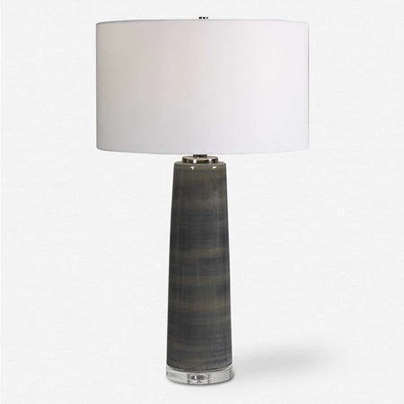 Uttermost Seurat Charcoal Gray Ceramic Table Lamp With White Linen Shade - Image 2